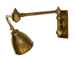 2000s Industrial Brass Finish Chart or Wall Sconce with an Articulating Arm