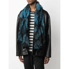 2000s Issey Miyake black and blue silk foulard