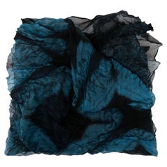 2000s Issey Miyake black and blue silk foulard