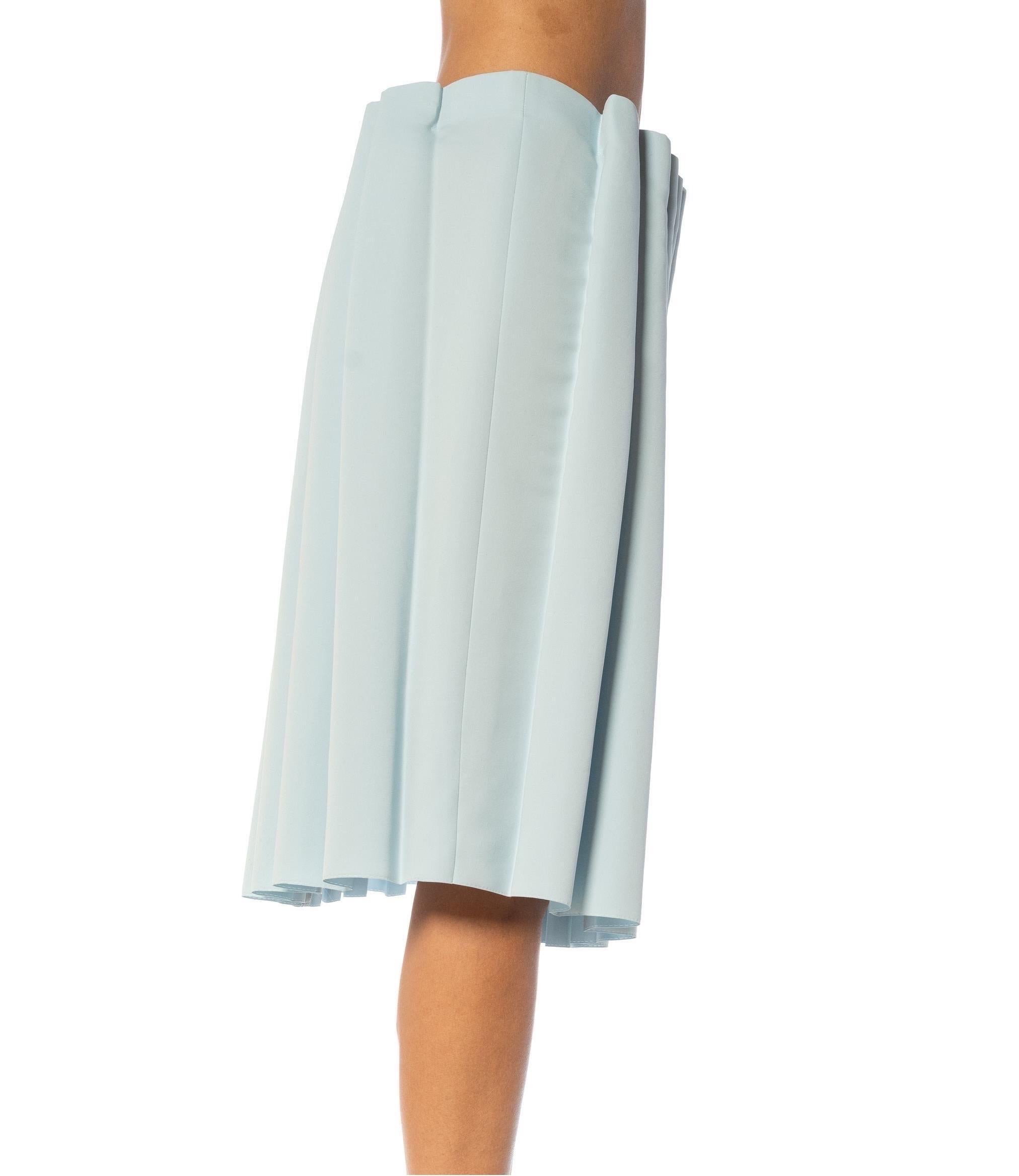 Women's 2000S ISSEY MIYAKE Powder Blue Cotton Pleated Skirt For Sale
