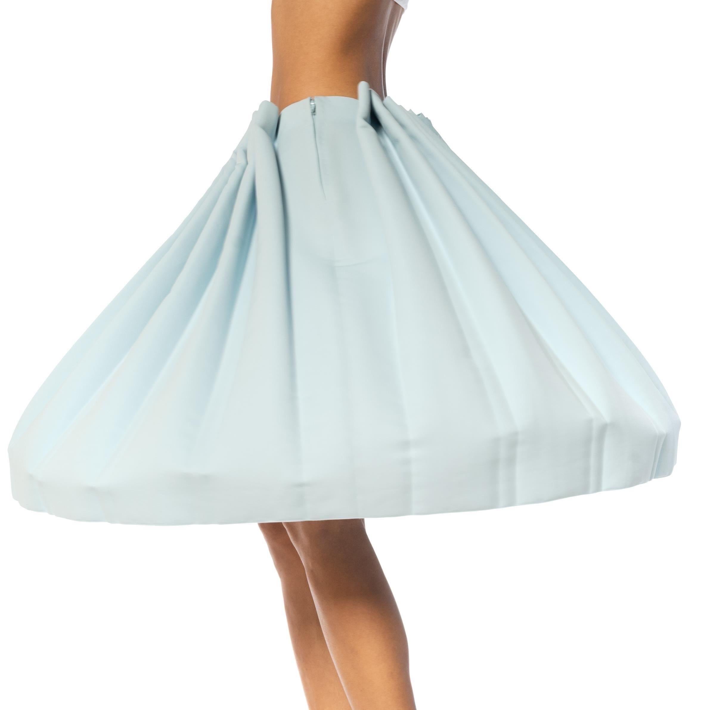 2000S ISSEY MIYAKE Powder Blue Cotton Pleated Skirt For Sale 1