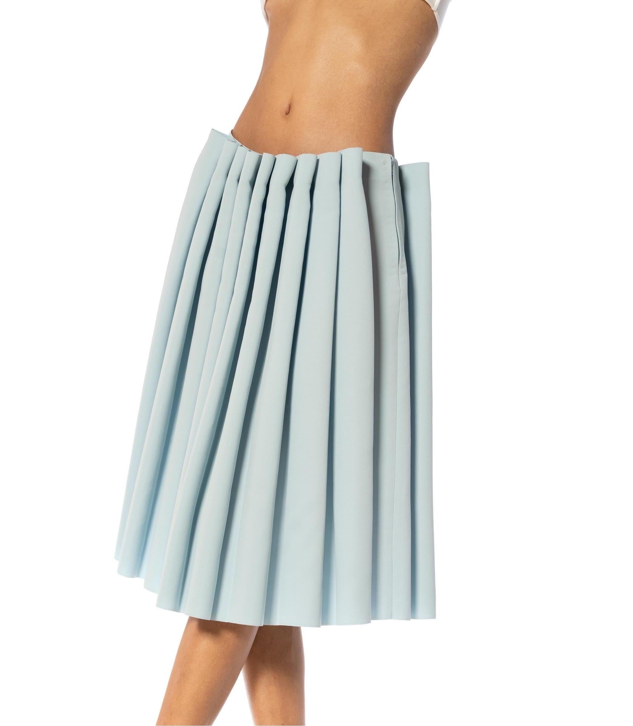 2000S ISSEY MIYAKE Powder Blue Cotton Pleated Skirt For Sale 2