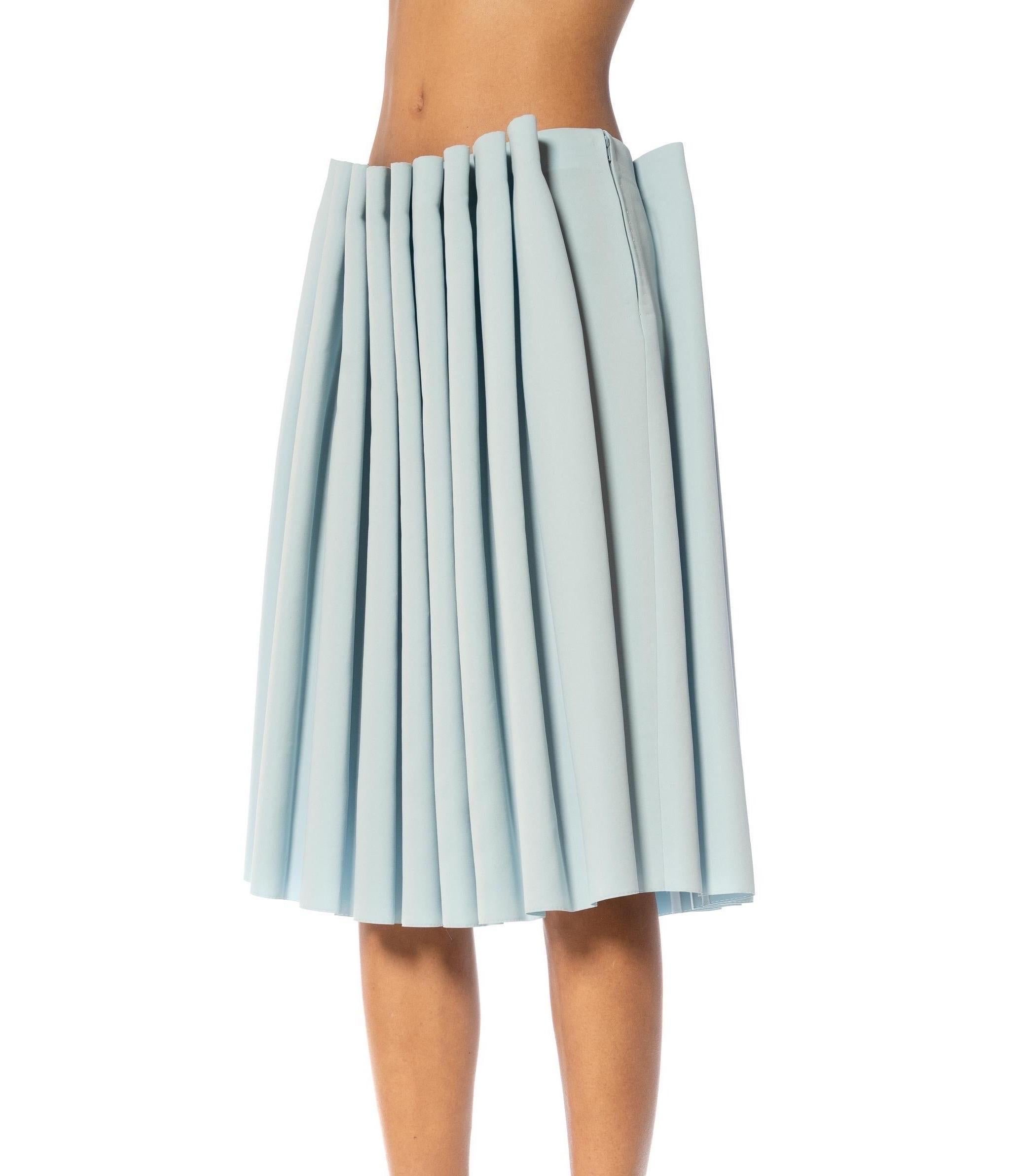 2000S ISSEY MIYAKE Powder Blue Cotton Pleated Skirt For Sale 3