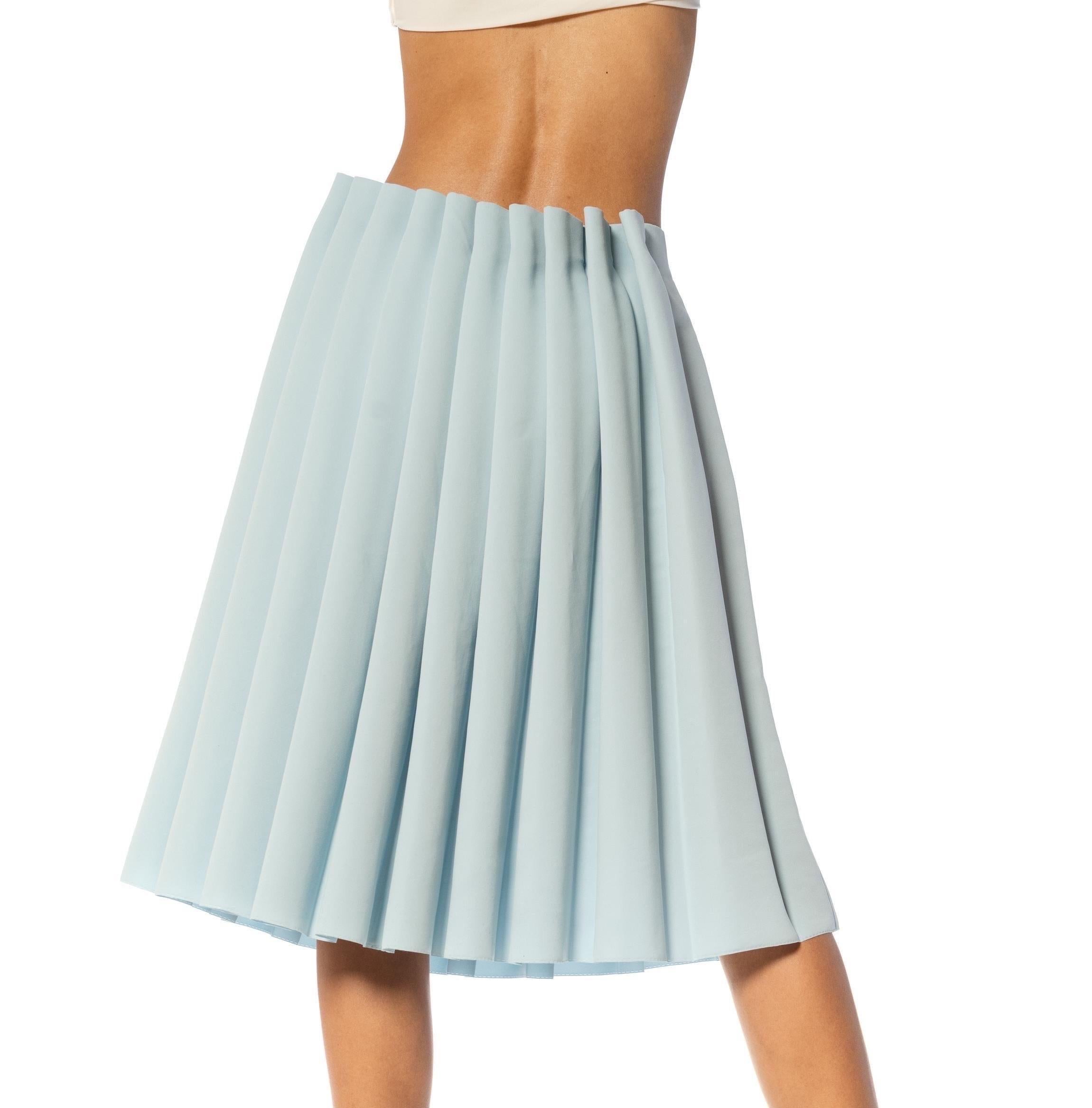 2000S ISSEY MIYAKE Powder Blue Cotton Pleated Skirt For Sale 4