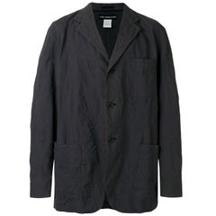 2000s Issey Miyake Swirl Trim Black Oversized Jacket