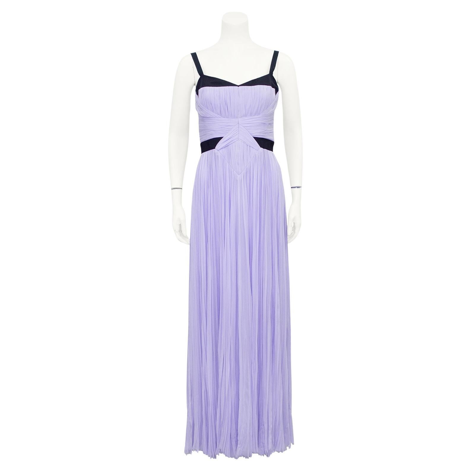 2000s J. Mendel Lilac and Black Evening Gown For Sale