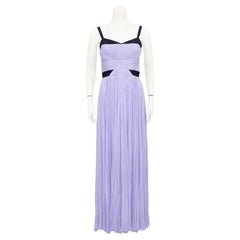 2000er J. Mendel Fliederfarbenes und schwarzes Abendkleid