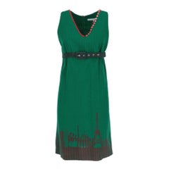 2000s JC De Castelbajac green linen blend upcycled dress