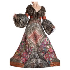 2000S JEAN LOUIS SCHERRER HAUTE COUTURE Gown In Used Indian Metallic Silk Wi