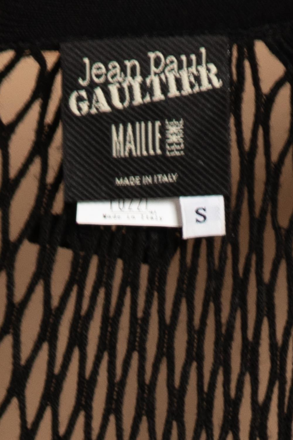 2000S Jean Paul Gaultier Black Wool Fishnet Cardigan For Sale 5