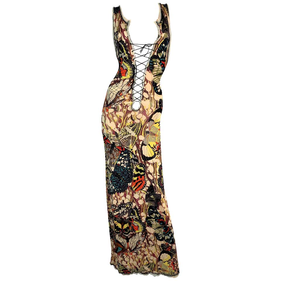 2000's Jean Paul Gaultier Butterfly Plunging Tie-Up Long Dress at ...