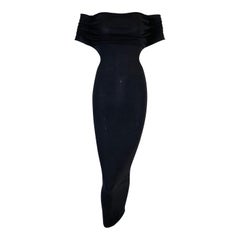 2000's Jean Paul Gaultier Off Shoulder Black Bodycon Long Wiggle Dress