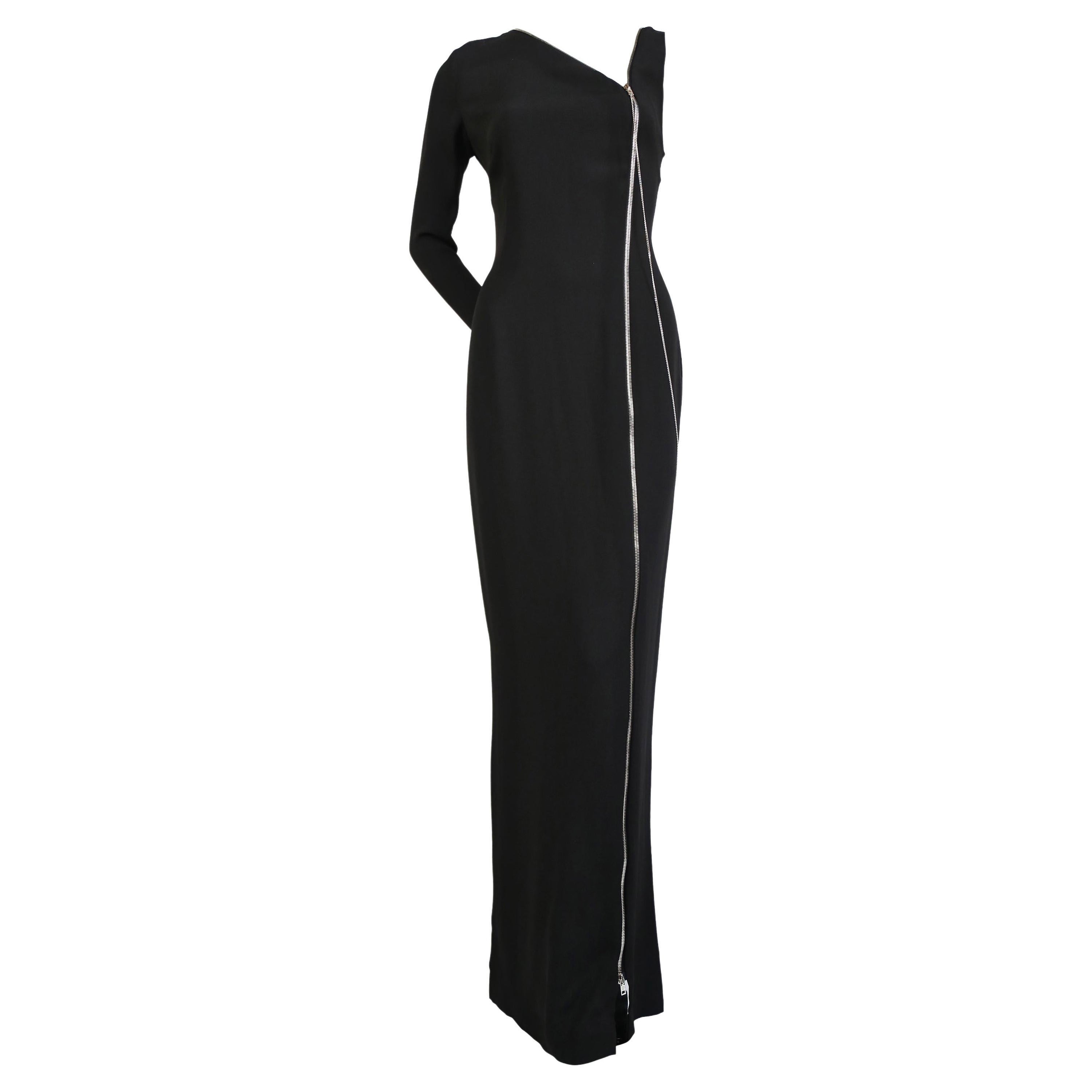Abito a una manica in crepe nero con cerniere di Jean Paul Gaultier Jeans del 2000 - NEW TAGS