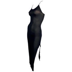 2000's Jean Paul Gaultier Sheer Black High Slit Slip Dress