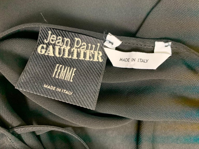 2000's Jean Paul Gaultier Sheer Black Plunging Back Asymmetrical Slip ...
