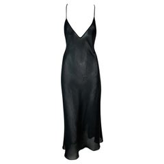 2000's Jean Paul Gaultier Sheer Black Plunging Back Asymmetrical Slip Dress