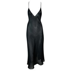 2000's Jean Paul Gaultier Sheer Black Plunging Back Asymmetrical Slip ...