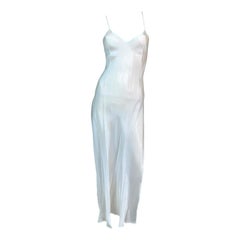 2000's Jean Paul Gaultier Sheer Ivory Plunging High Slits Slip Gown Dress