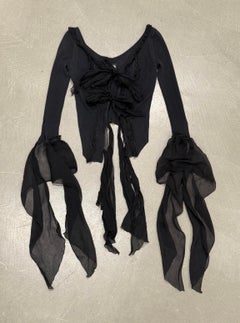2000s Jean Paul Gaultier sheer ribbon-tie corset blouse