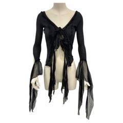 2000s Jean Paul Gaultier sheer ribbon-tie corset blouse