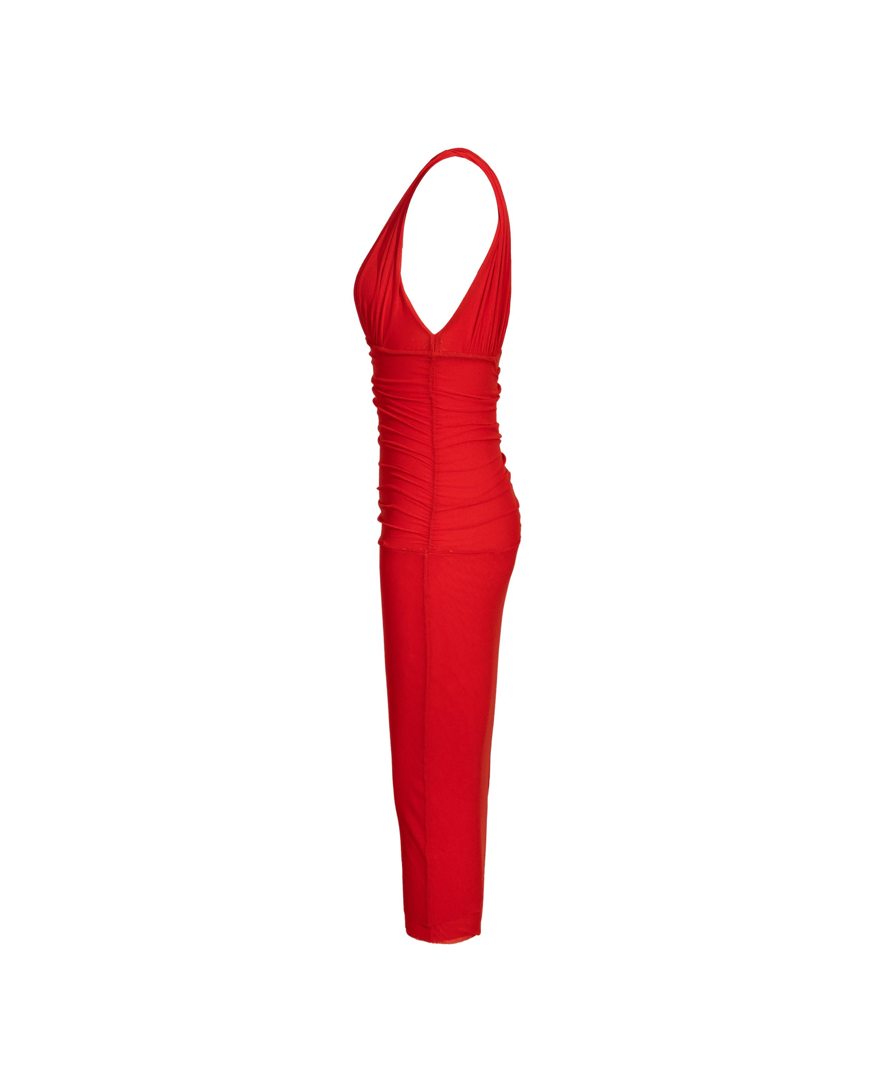 2000's Jean Paul Gaultier 'Soleil' Red Below-Knee Sleeveless Dress In Good Condition For Sale In North Hollywood, CA