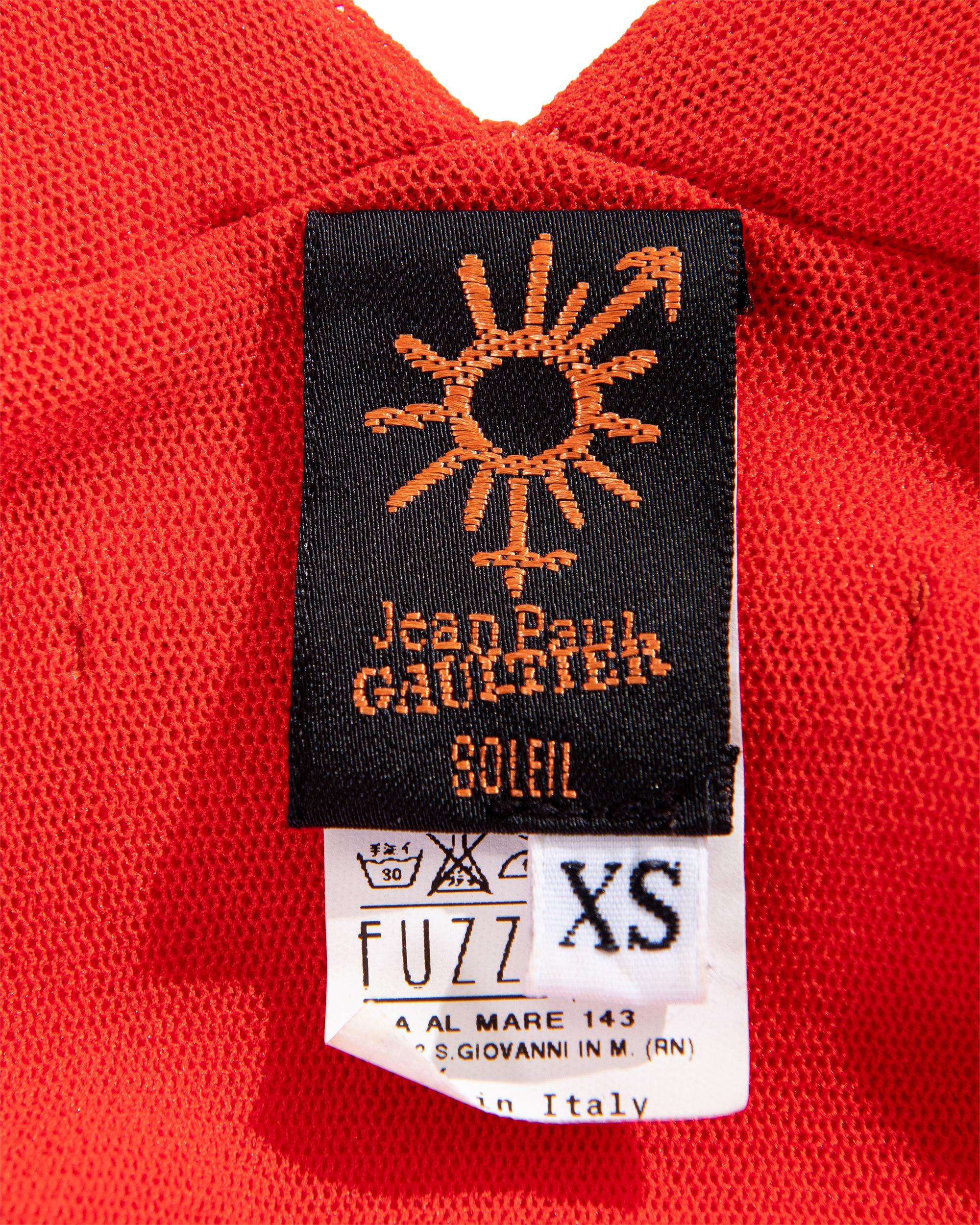 Jean Paul Gaultier 'Soleil' rouge, robe sans manches au-dessous du genou, années 2000 en vente 4