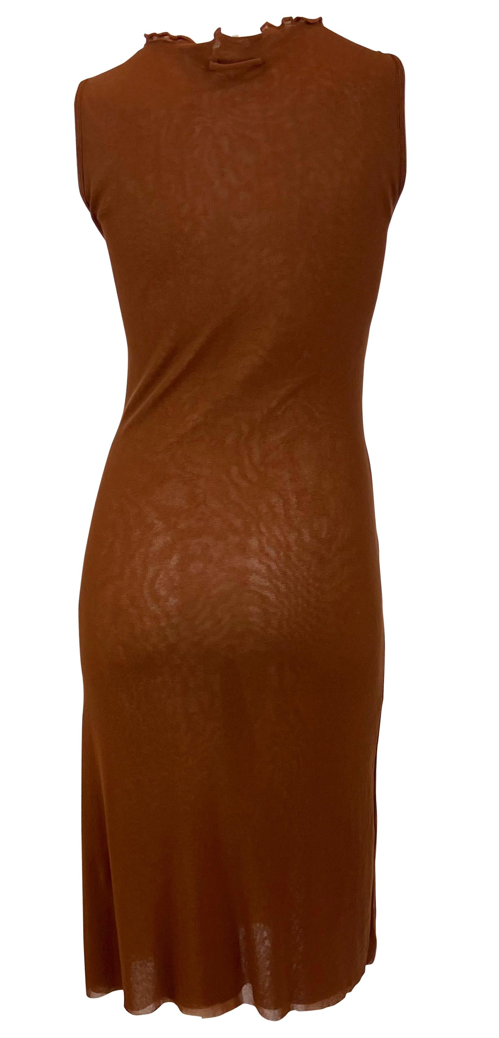 2000s Jean Paul Gaultier Soleil Vestido de tirantes marrón transparente en Excelente estado para la venta en West Hollywood, CA