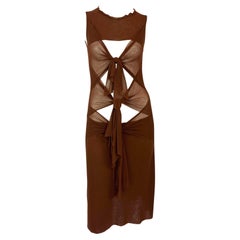 2000s Jean Paul Gaultier Soleil Sheer Brown Tie-Front Mini Dress