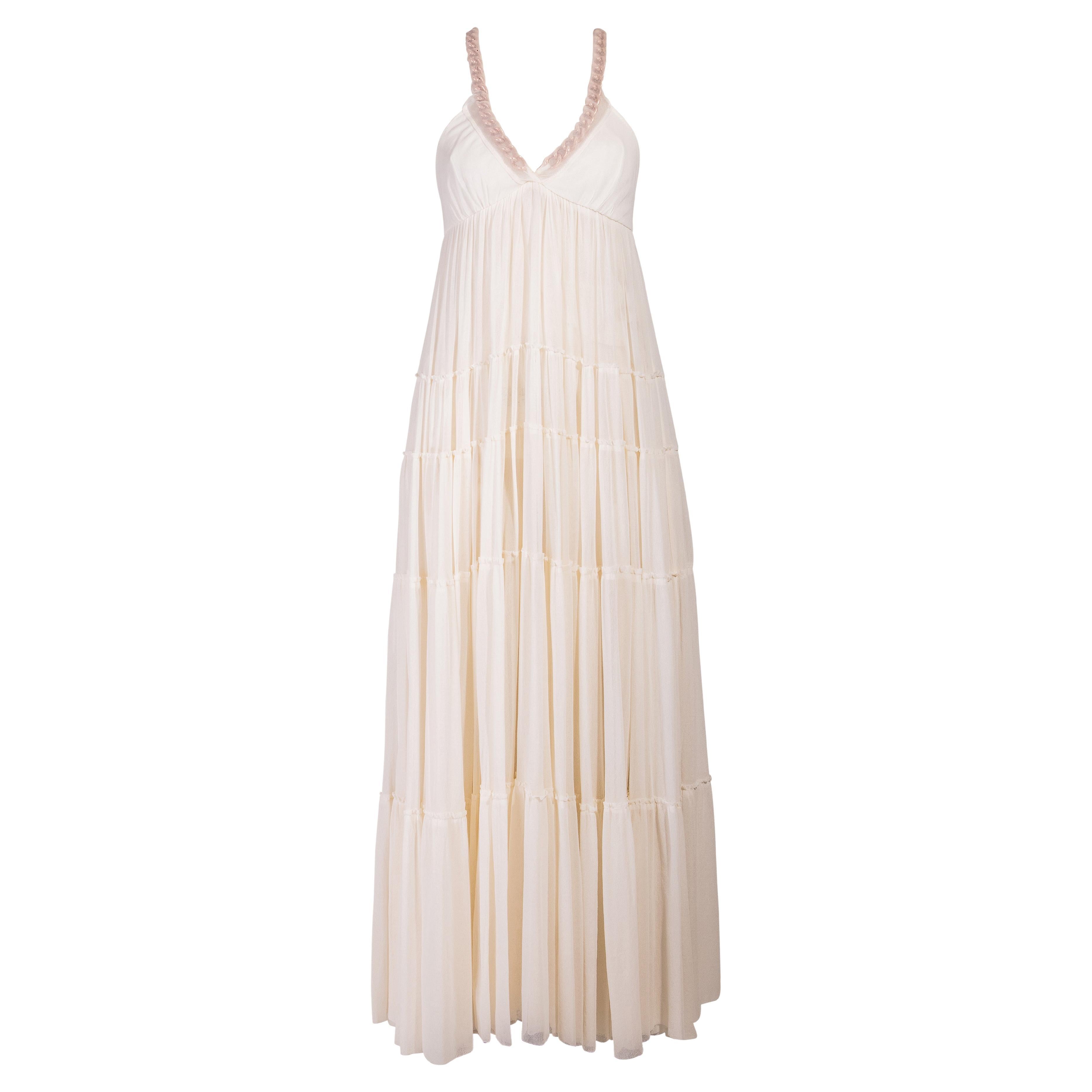 2000's Jean Paul Gaultier White Ruffle Dress with Chain Straps