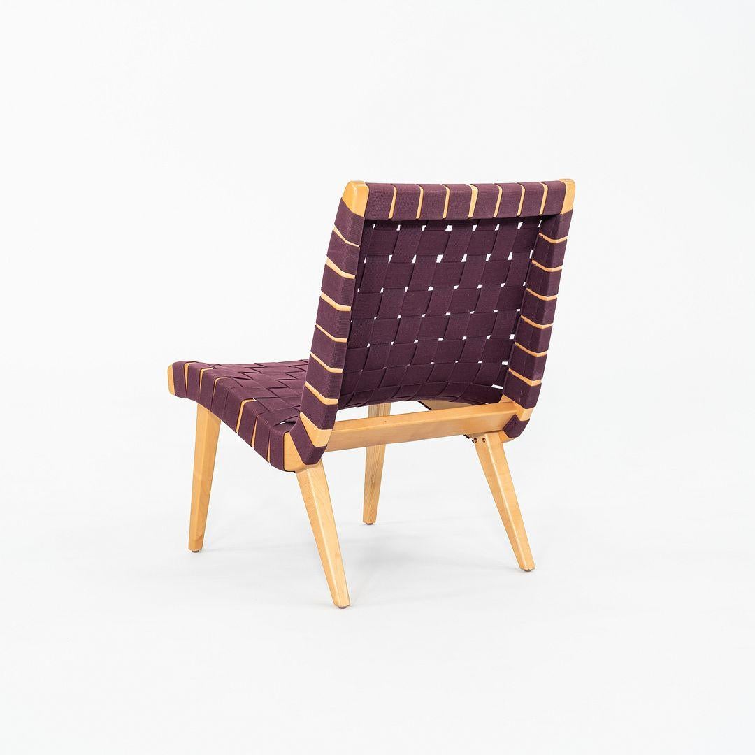2000s Jens Risom For Knoll Armless Lounge Chair in Maple with Purple Webbing en venta 3