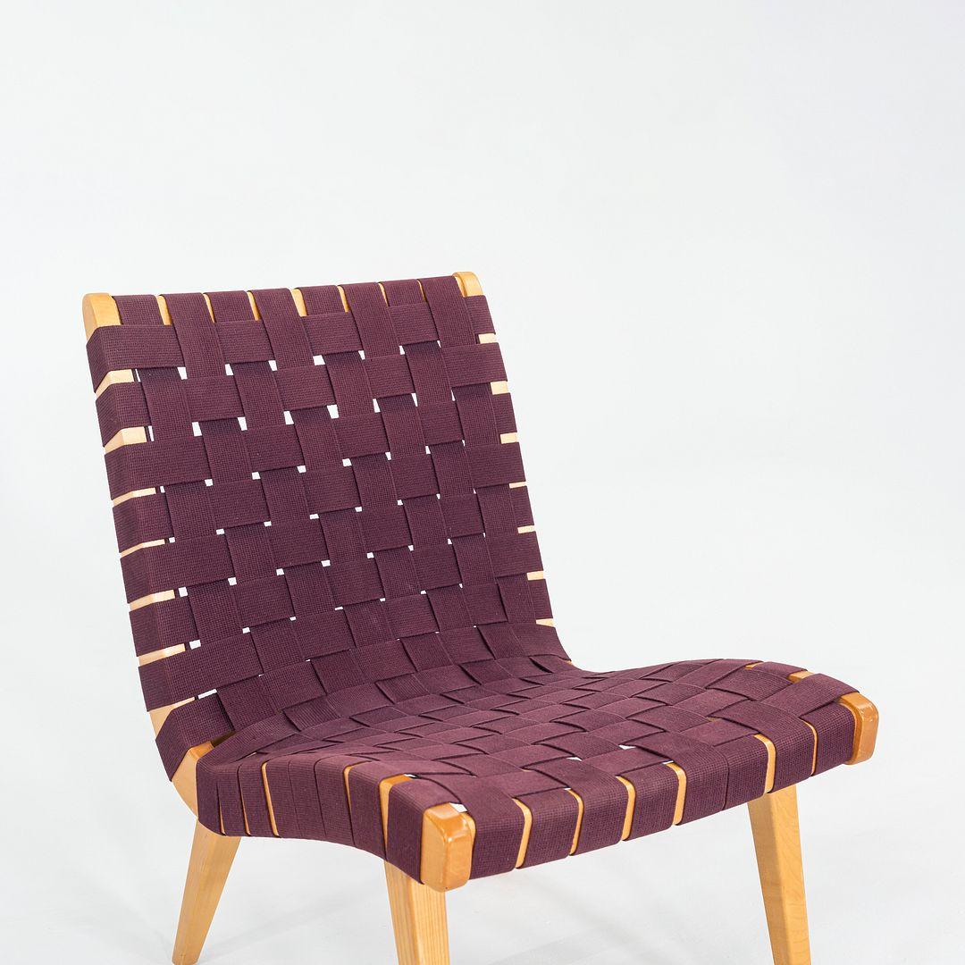 2000s Jens Risom For Knoll Armless Lounge Chair in Maple with Purple Webbing en venta 5