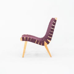 2000s Jens Risom For Knoll Armless Lounge Chair in Maple with Purple Webbing