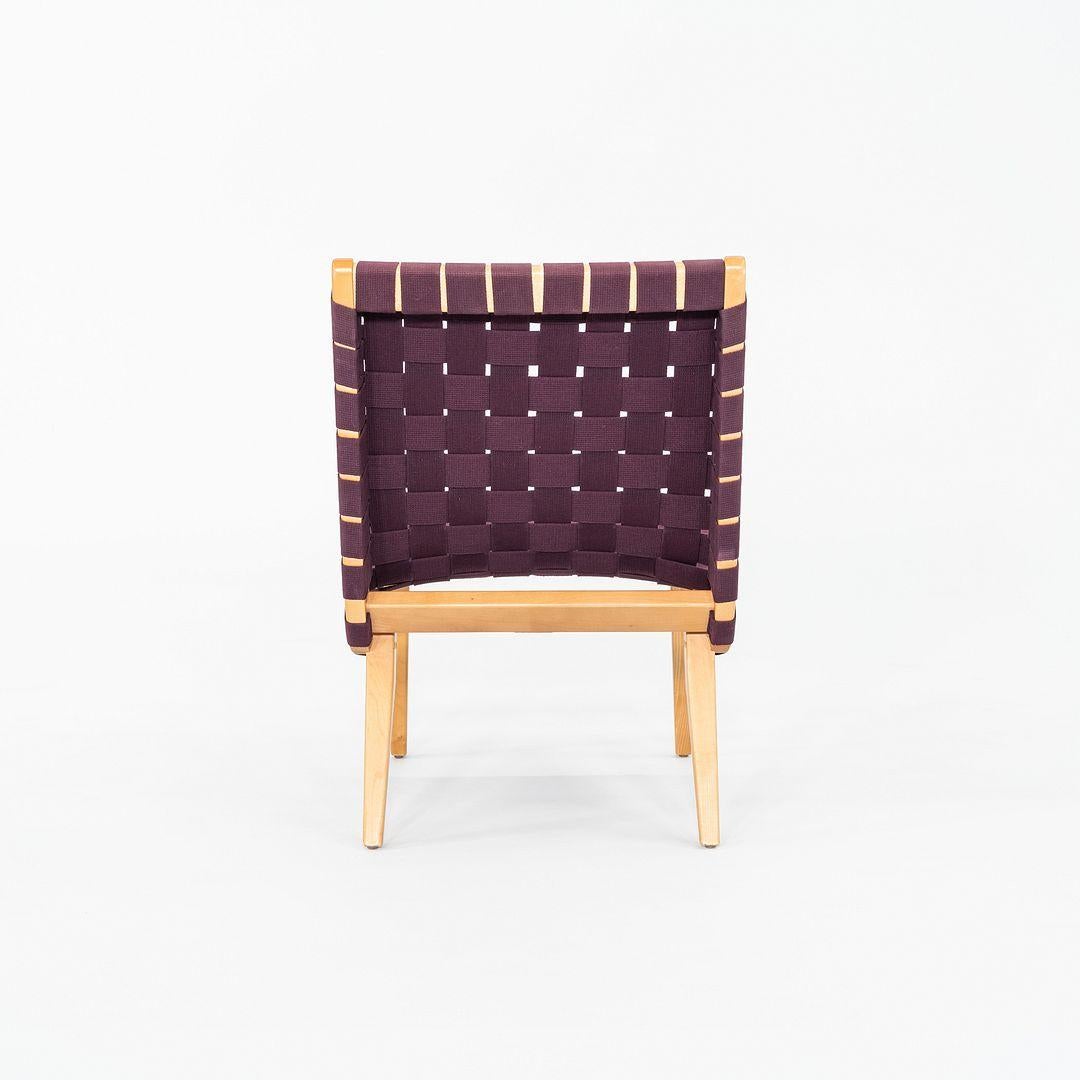 2000s Jens Risom For Knoll Armless Lounge Chair in Maple with Purple Webbing en venta 2
