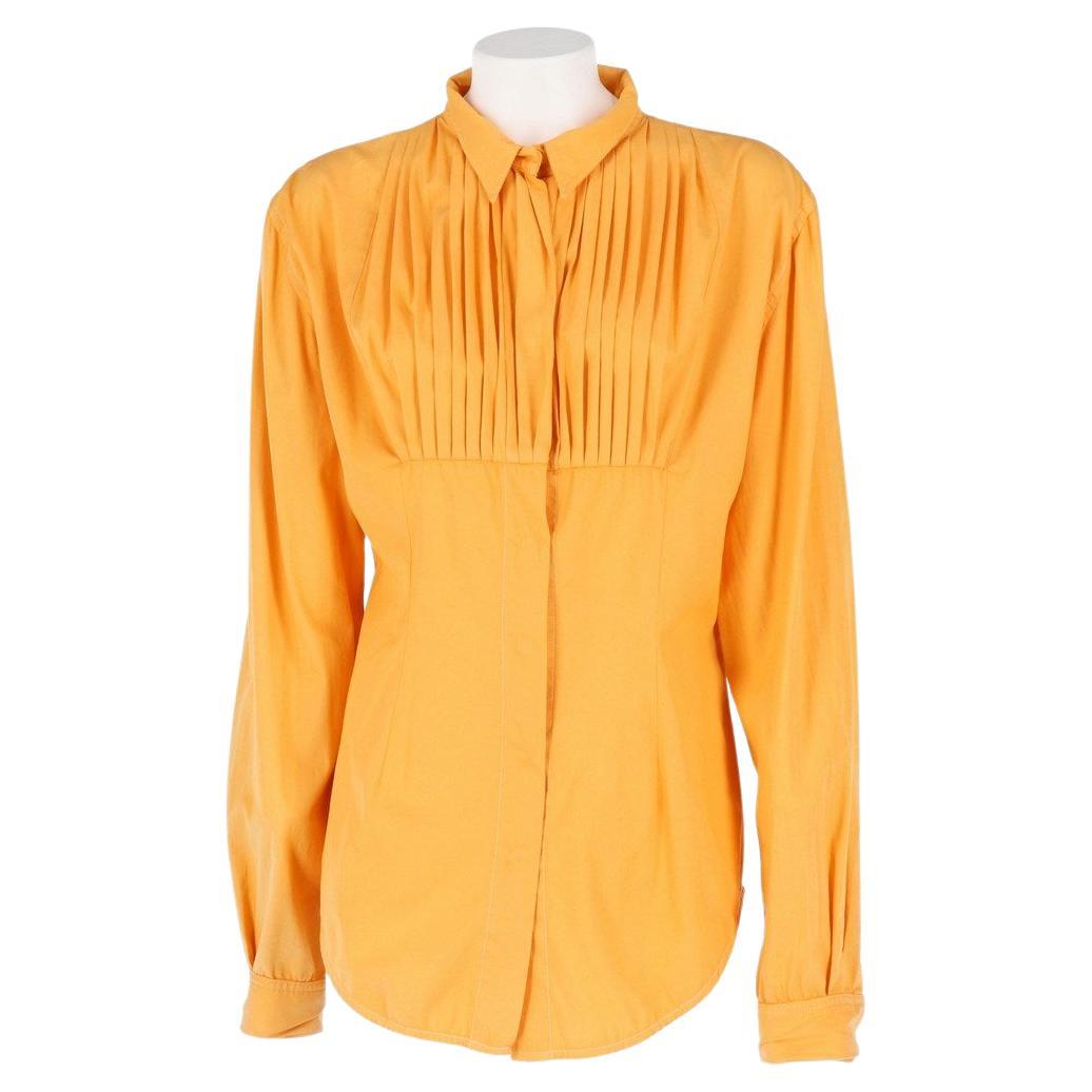 2000s Jeremy Scott Vintage light orange cotton pleated shirt For Sale