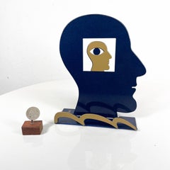 2000s Escultura de cabeza judía Metal Art moderno David Gerstein