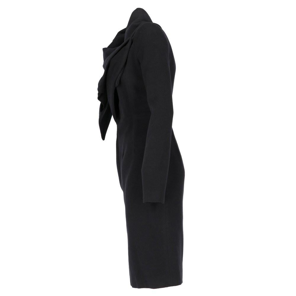 Nero Cappotto in lana nera Jil Sander degli anni 2000