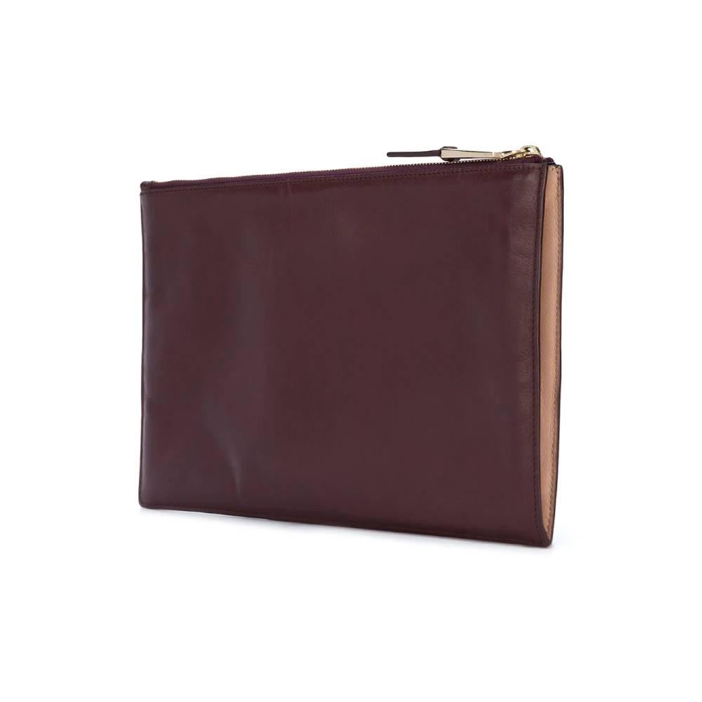 Black 2000s Jil Sander Burgundy Leather Clutch