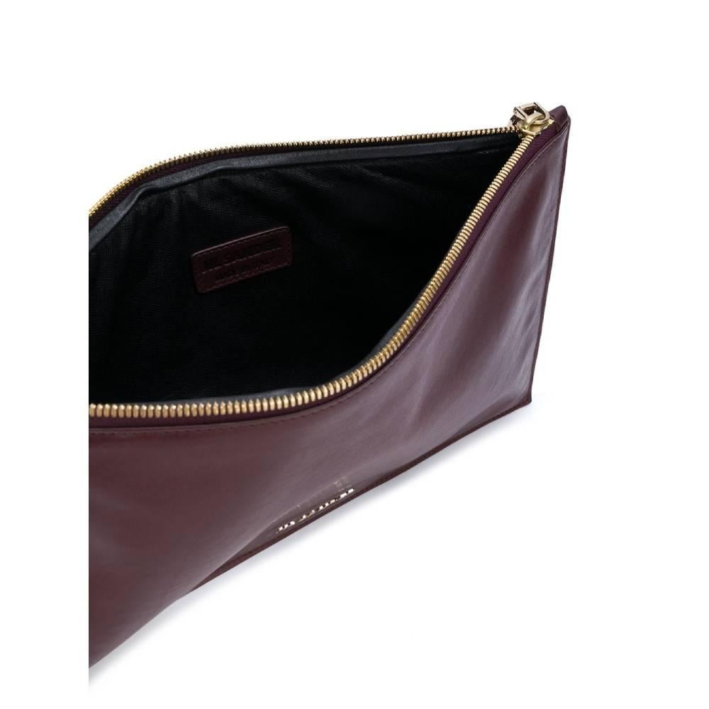 Women's 2000s Jil Sander Burgundy Leather Clutch