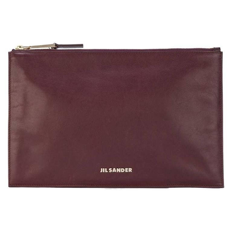 2000s Jil Sander Burgundy Leather Clutch