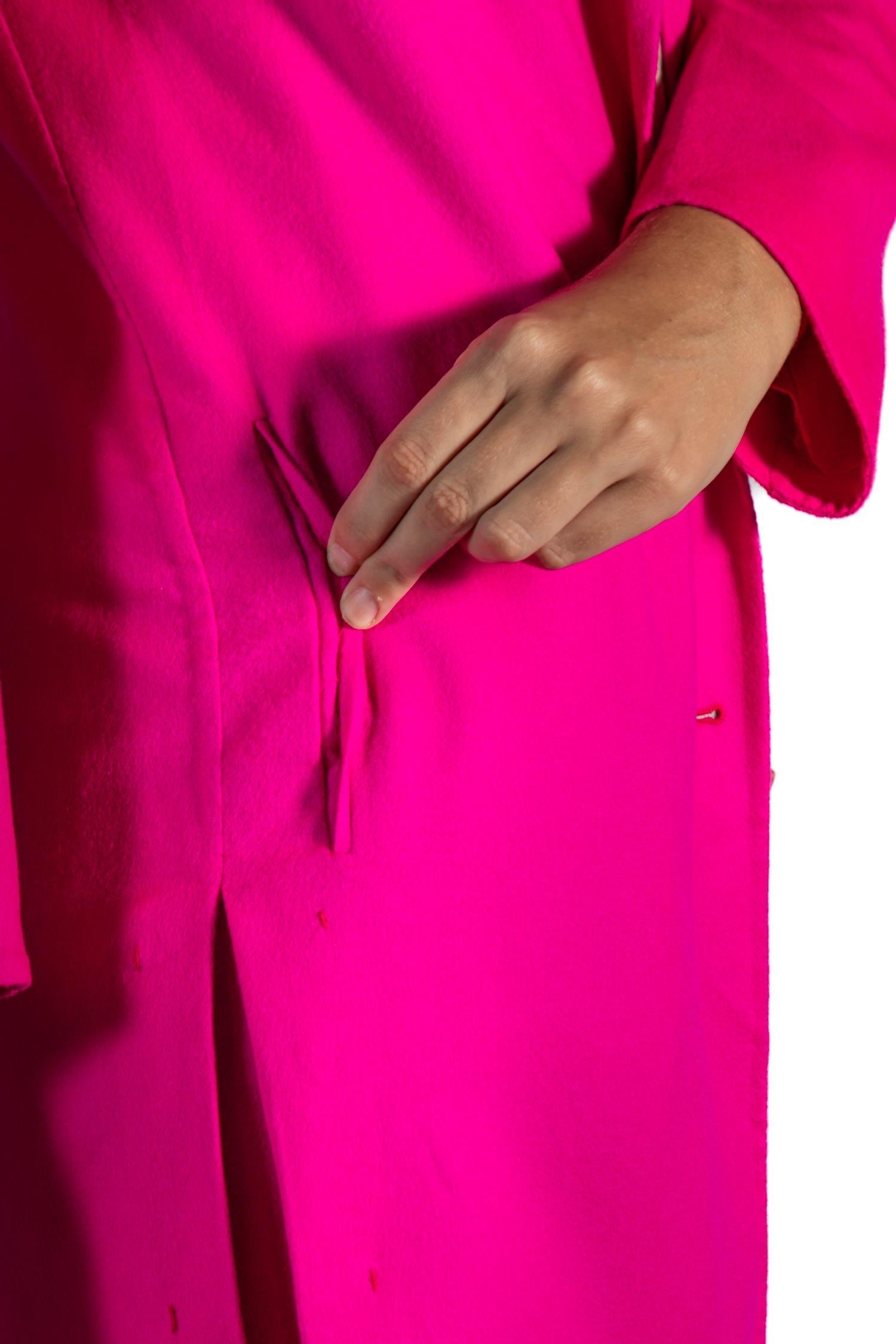 2000S Jil Sander Hot Pink Cashmere Lightweight Unlined Coat For Sale 6