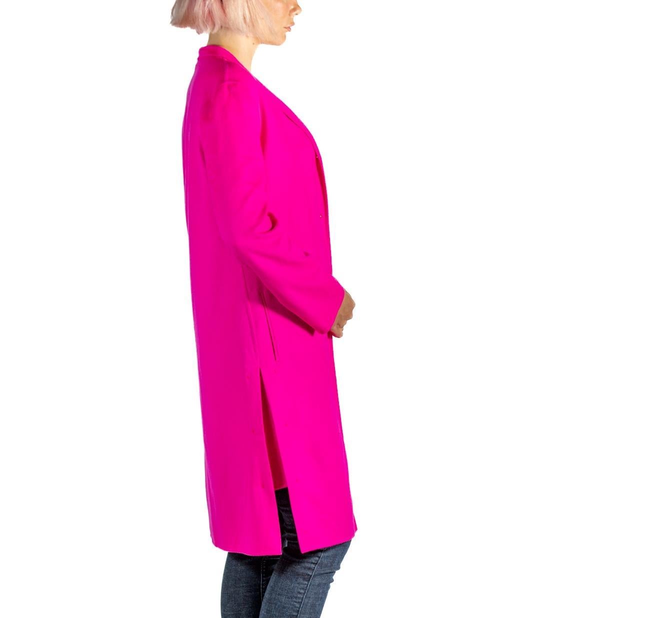 2000S Jil Sander Hot Pink Cashmere Lightweight Unlined Coat In Excellent Condition For Sale In New York, NY