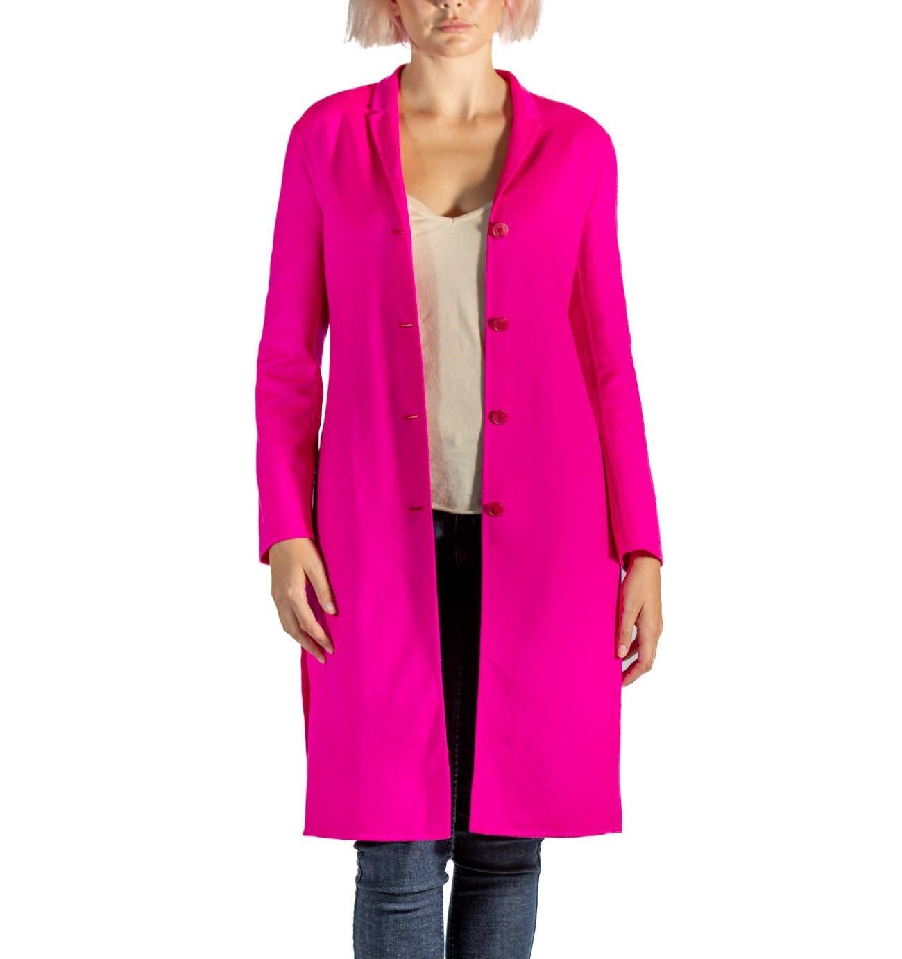 Women's 2000S Jil Sander Hot Pink Cashmere Lightweight Unlined Coat For Sale