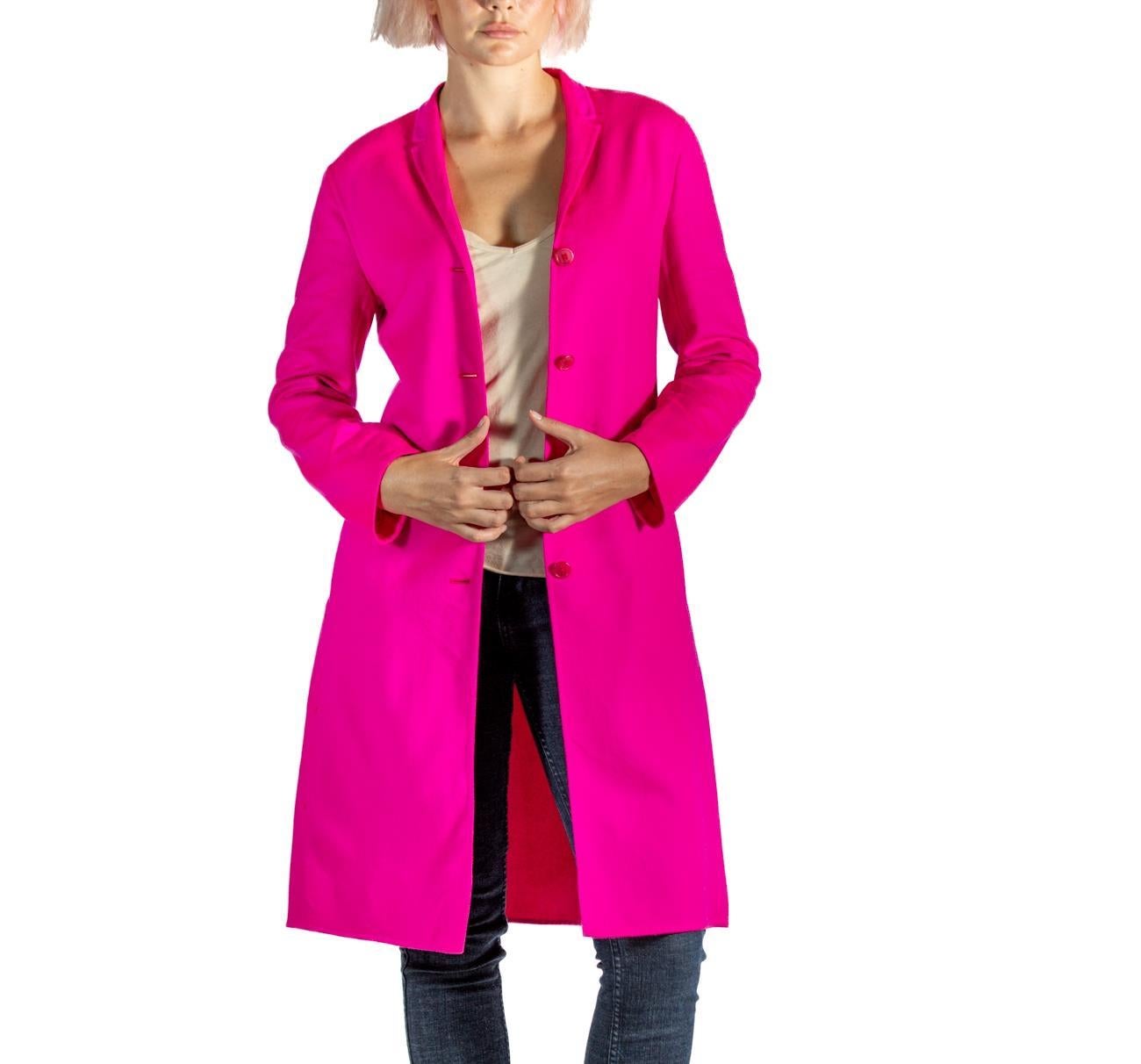 2000S Jil Sander Hot Pink Cashmere Lightweight Unlined Coat For Sale 3