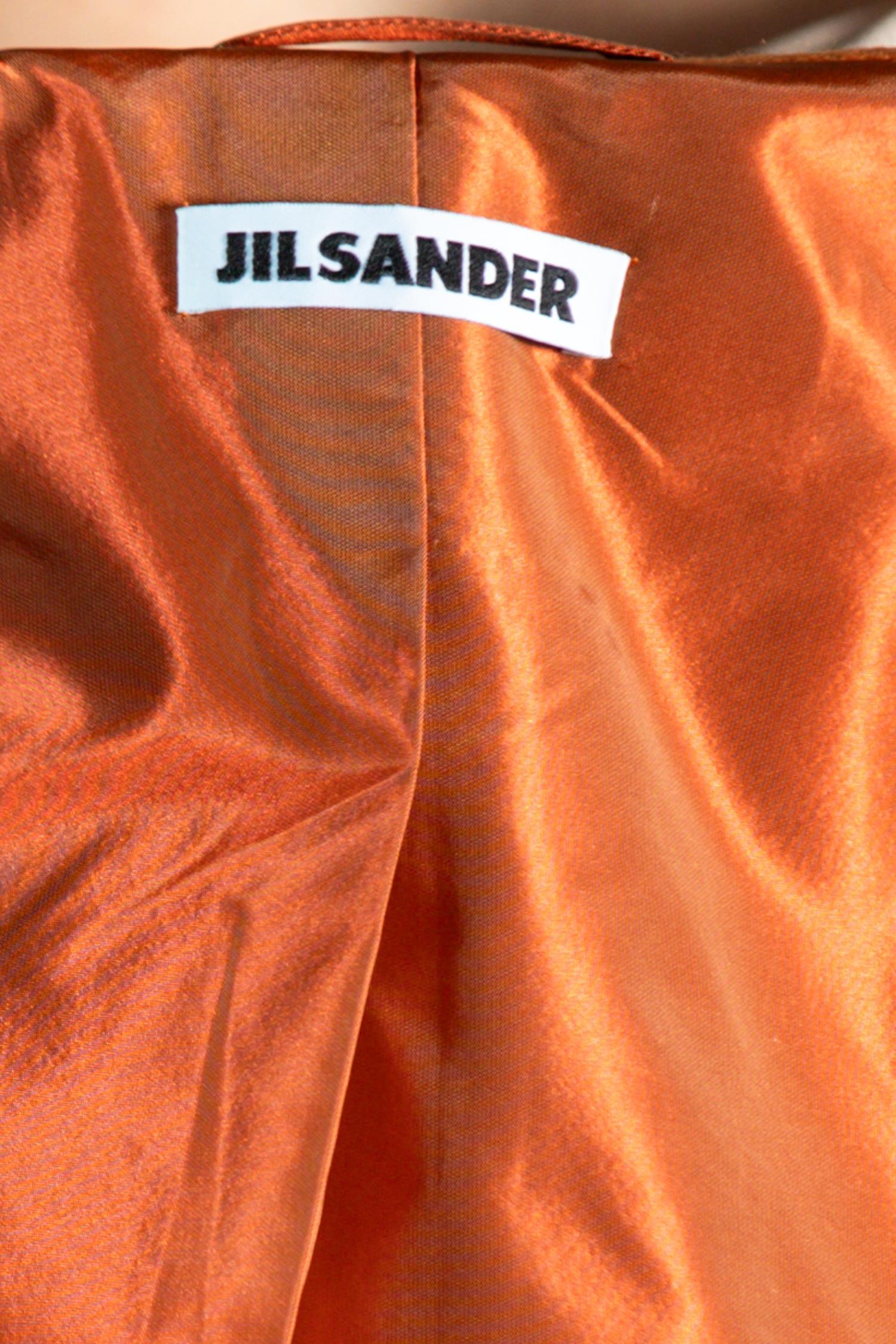 2000er Jil Sander Orangefarbener Erbsenmantel aus Wolle im Angebot 6