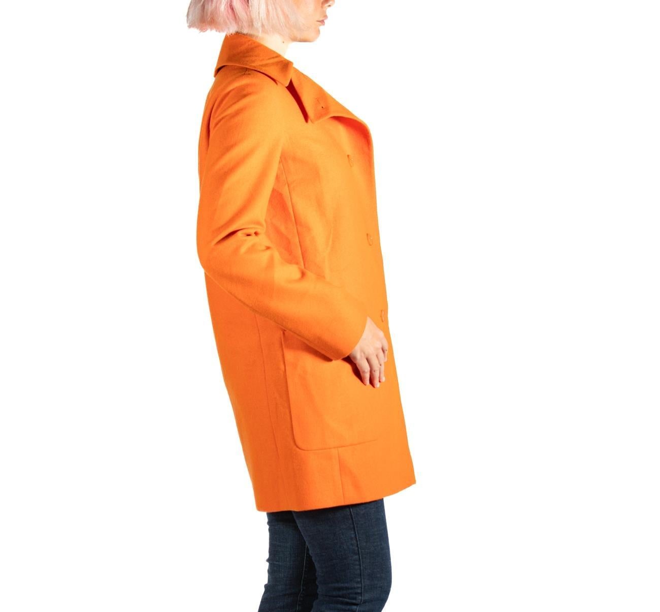 2000er Jil Sander Orangefarbener Erbsenmantel aus Wolle im Zustand „Hervorragend“ im Angebot in New York, NY