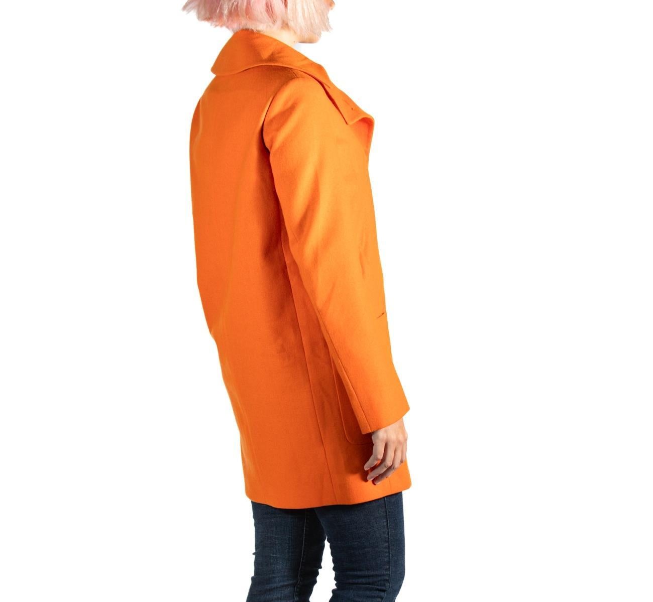 2000er Jil Sander Orangefarbener Erbsenmantel aus Wolle im Angebot 3