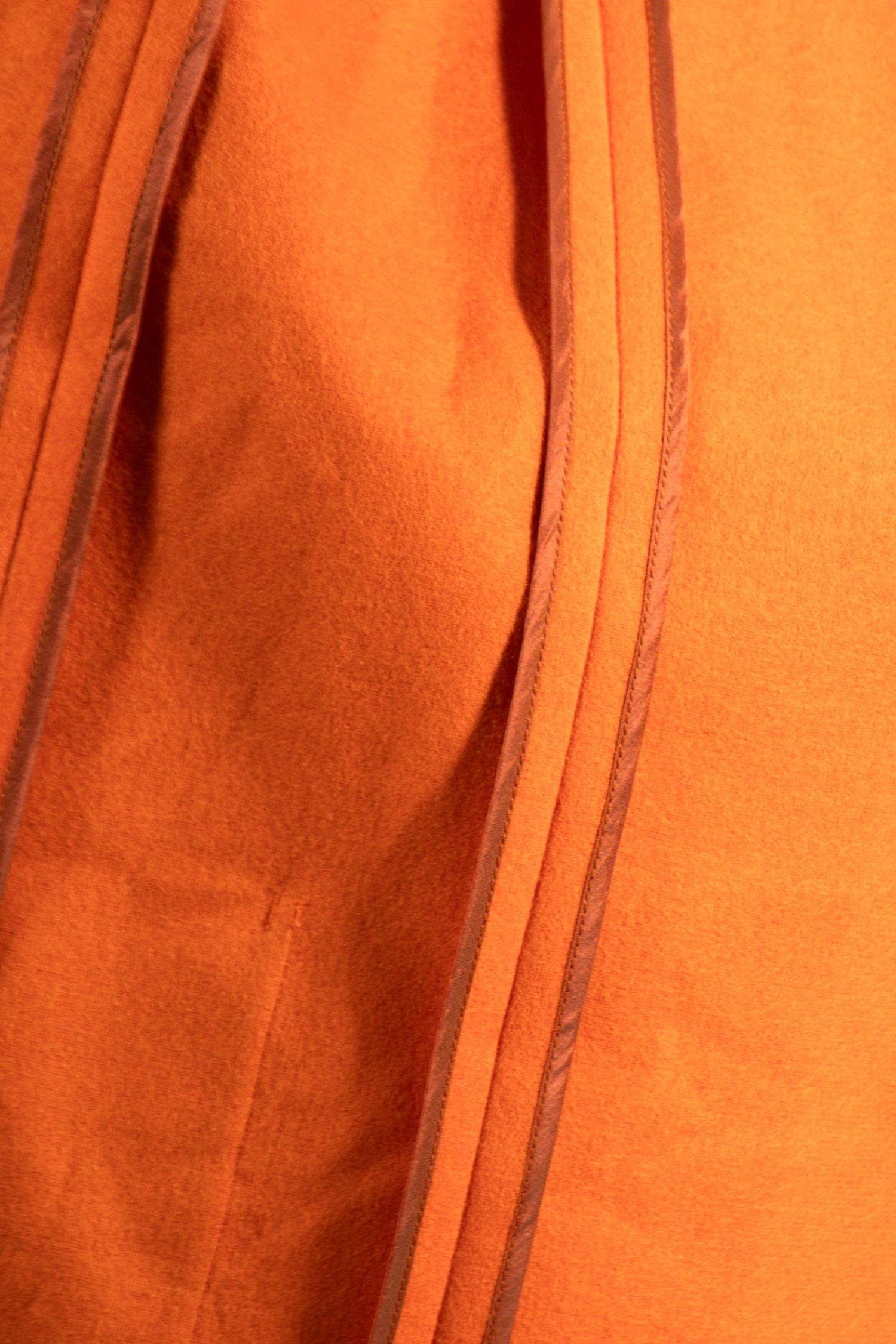 2000er Jil Sander Orangefarbener Erbsenmantel aus Wolle im Angebot 4