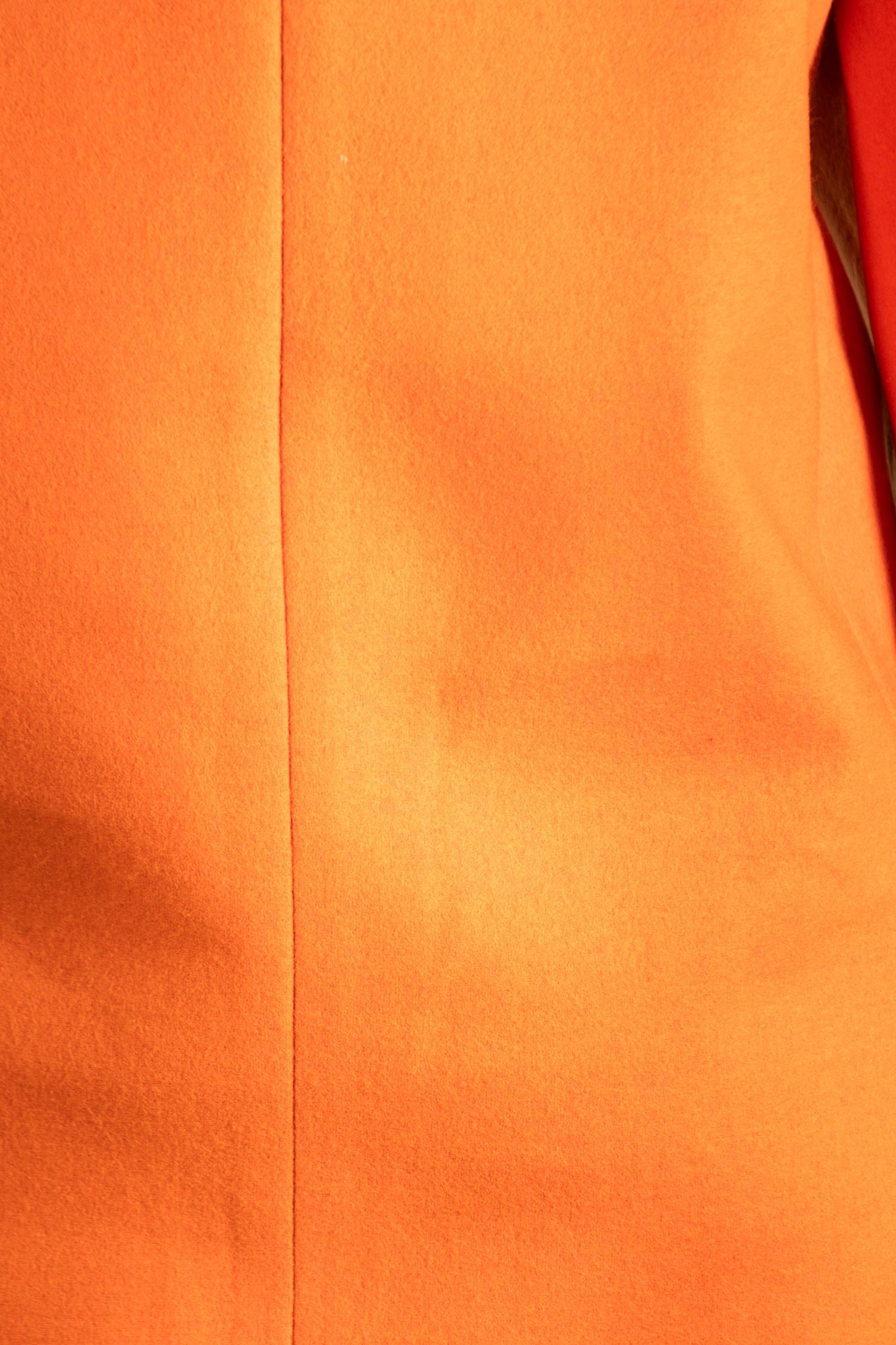 2000er Jil Sander Orangefarbener Erbsenmantel aus Wolle im Angebot 5
