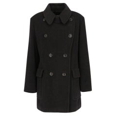 2000s Jil Sander Vintage Black Wool and Angora Long Coat