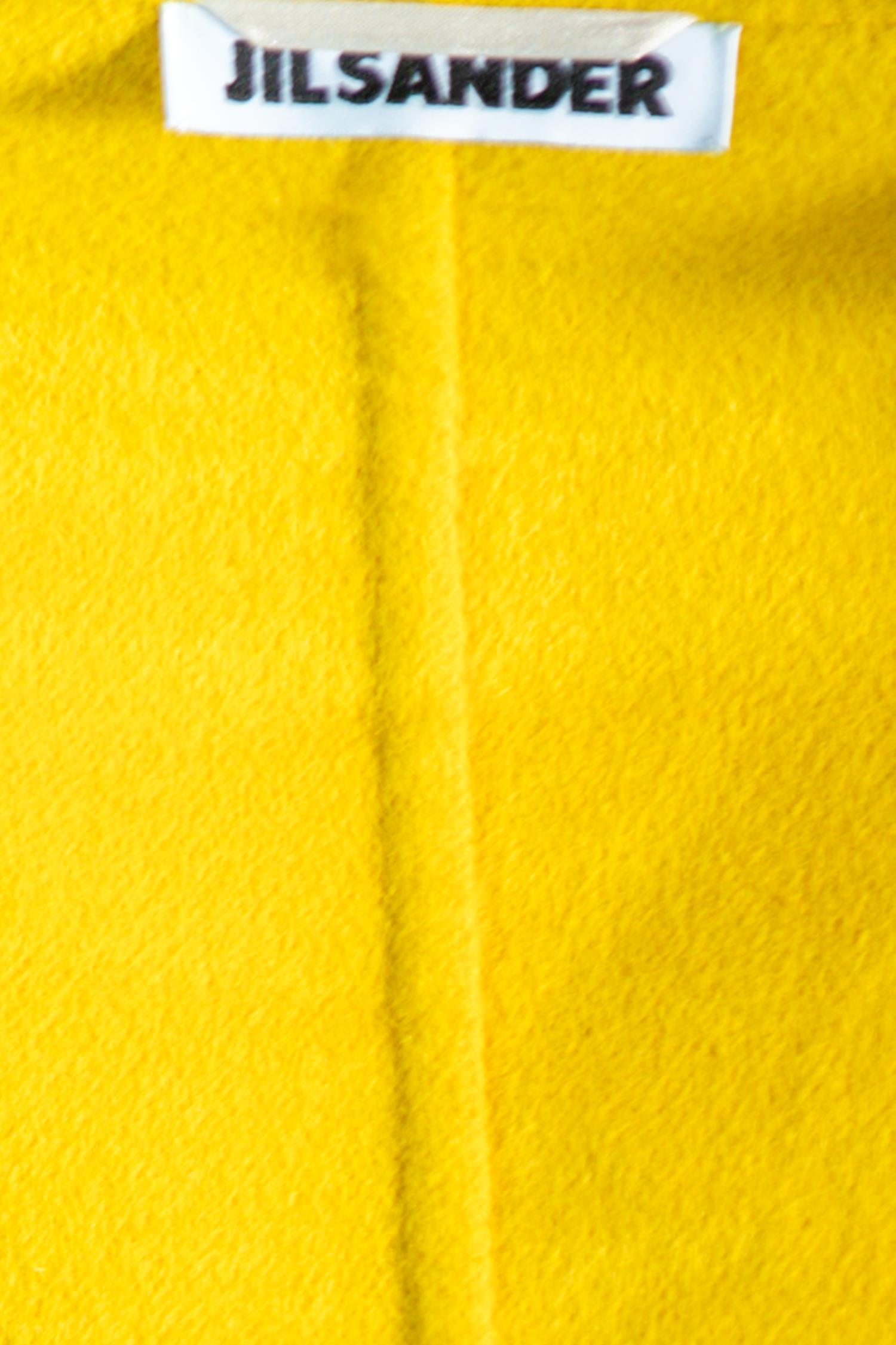 2000S Jil Sander Yellow Angora, Cashmere & Silk Blend Coat With Hood For Sale 6